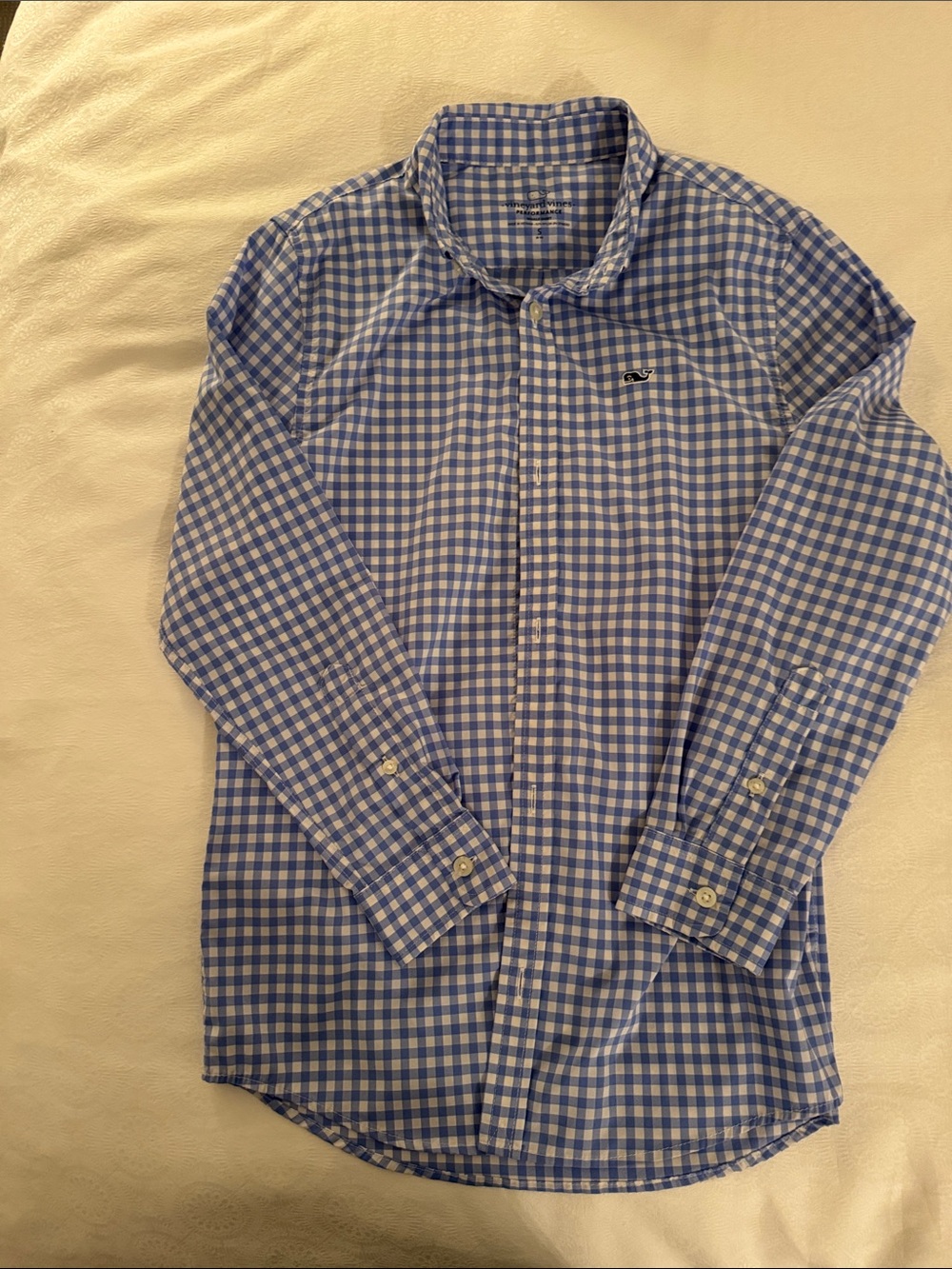 Vineyard Vines Blue & White Performance Gingham Button-Down Shirt